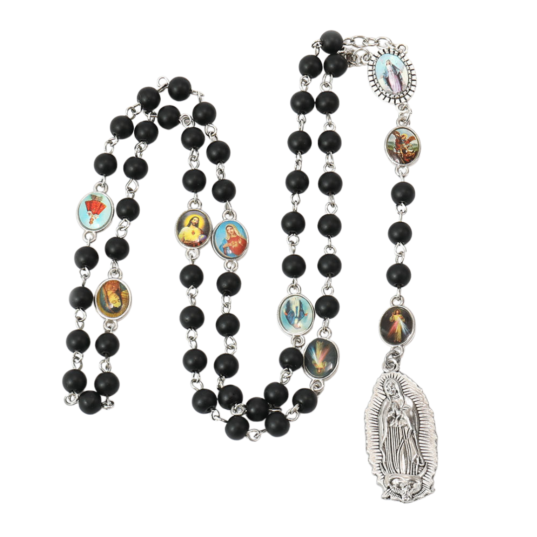 Matte Black Genuine Onyx Rosary - Our Lady of Guadalupe - JMJ Catholic Productsvariant