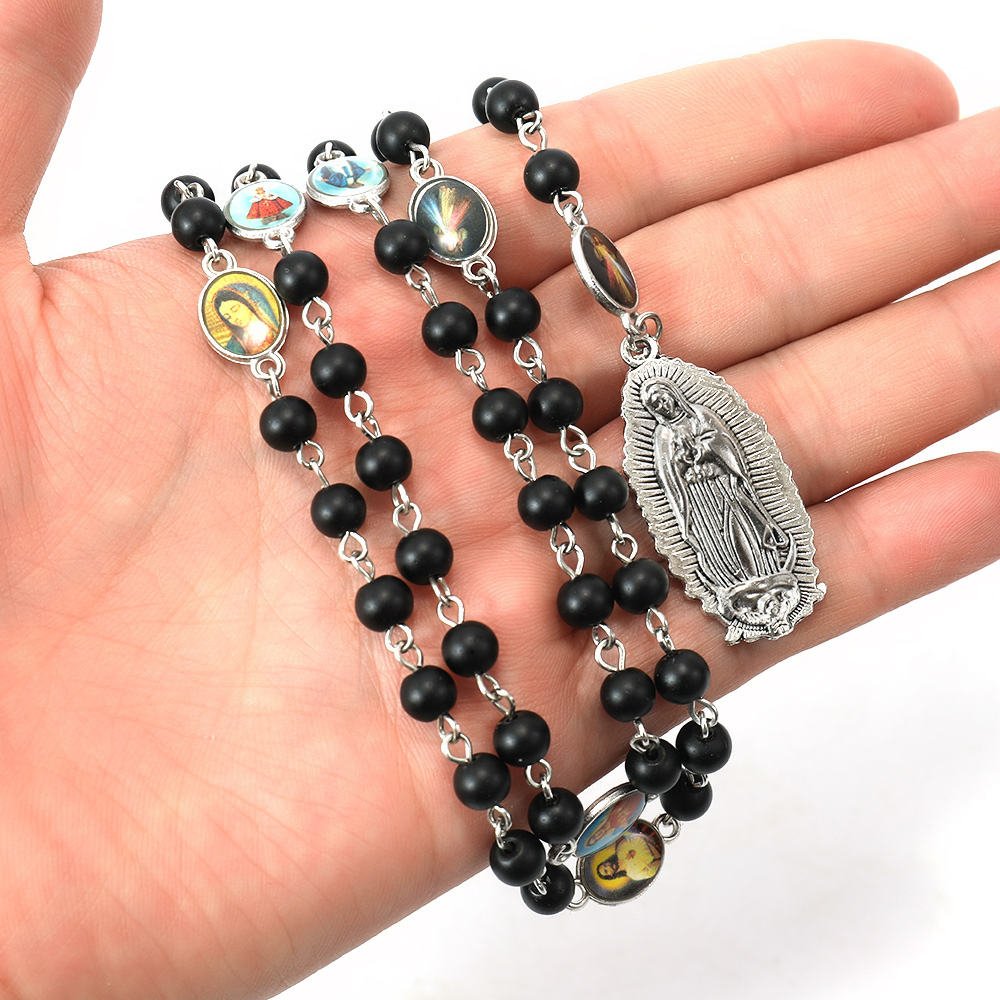 Matte Black Genuine Onyx Rosary - Our Lady of Guadalupe - JMJ Catholic Productsvariant