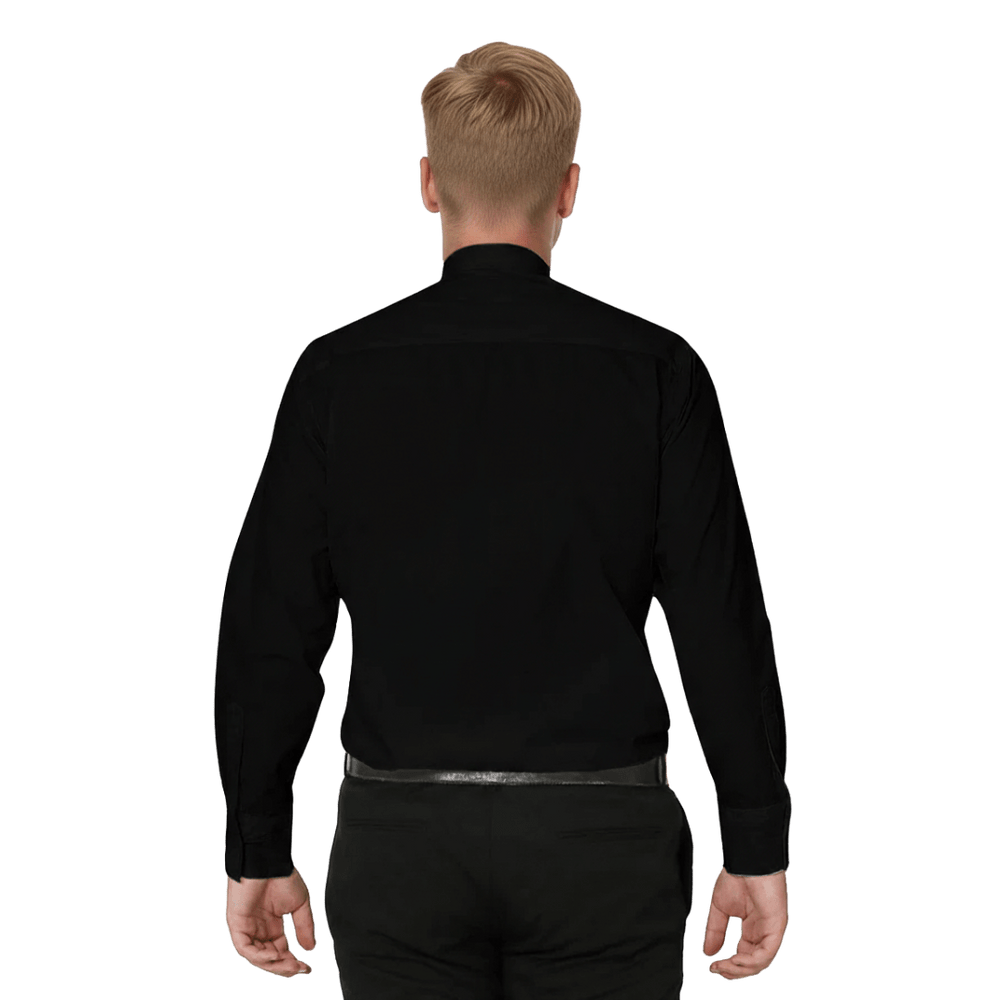 Men's Clergy Shirt — Long Sleeve, Tab Collar, Black (100% Cotton) - JMJ Catholic Productsvariant