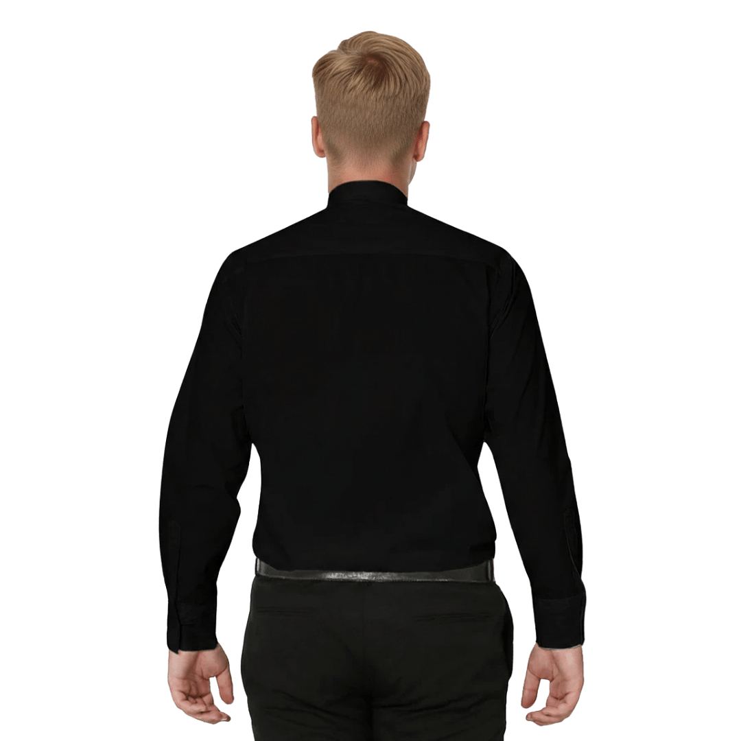 Men's Clergy Shirt — Long Sleeve, Tab Collar, Black (Cotton Blend) - JMJ Catholic Productsvariant
