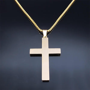 Men's Crucifix Necklace — Stainless Steel with Gold Plating