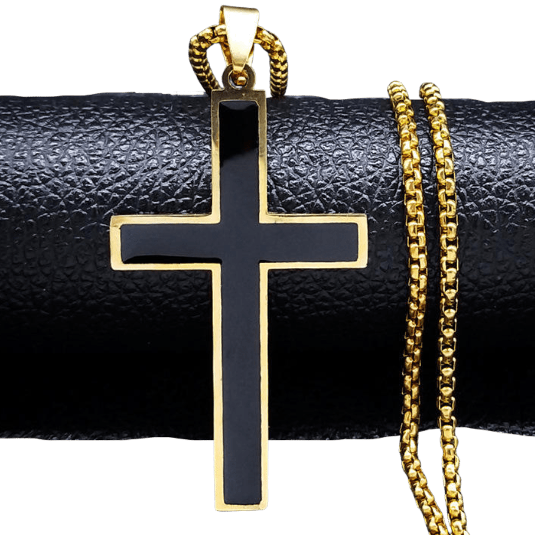 Men's Crucifix Necklace — Stainless Steel with Gold Plating - JMJ Catholic Productsvariant