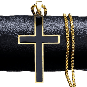 Men's gold-plated stainless steel crucifix necklace