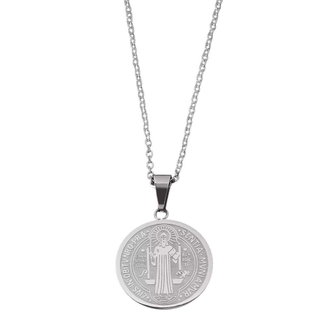 Men's Saint Benedict Medal Necklace — Gold and Silver Plating - JMJ Catholic Productsvariant