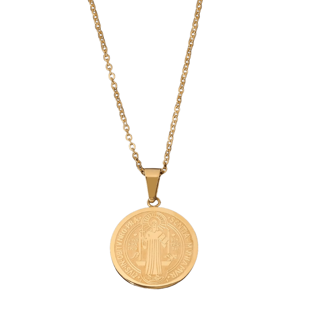 Men's Saint Benedict Medal Necklace — Gold and Silver Plating