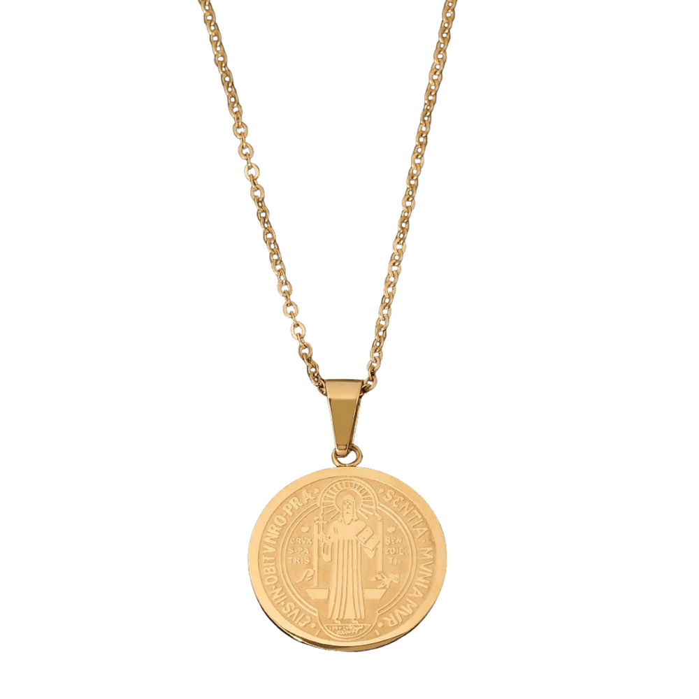 Men's Saint Benedict Medal Necklace — Gold and Silver Plating - JMJ Catholic Productsvariant