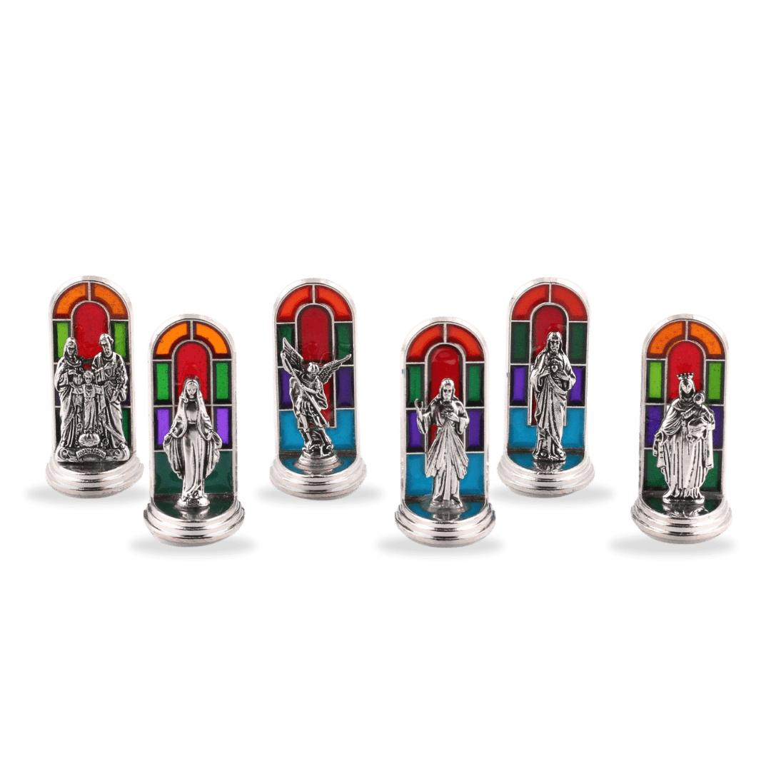 Miniature Stained Glass Religious Statues - 6 Styles available - JMJ Catholic Productsvariant