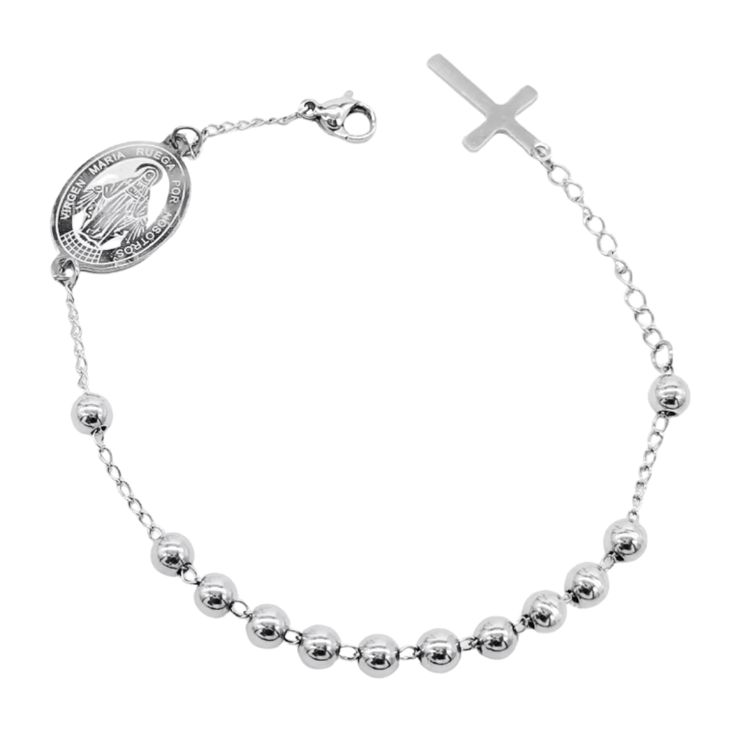 Miraculous Medal Decade Rosary Bracelet – Silver Plating with Cross Charm, Daily Reminder of Faith - JMJ Catholic Productsvariant