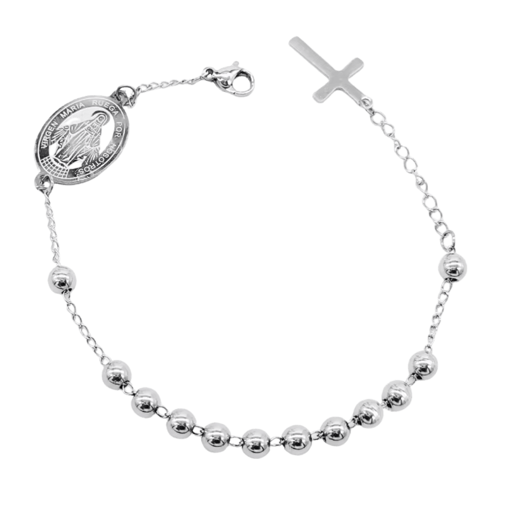 Miraculous Medal Decade Rosary Bracelet – Silver Plating with Cross Charm, Daily Reminder of Faith - JMJ Catholic Productsvariant