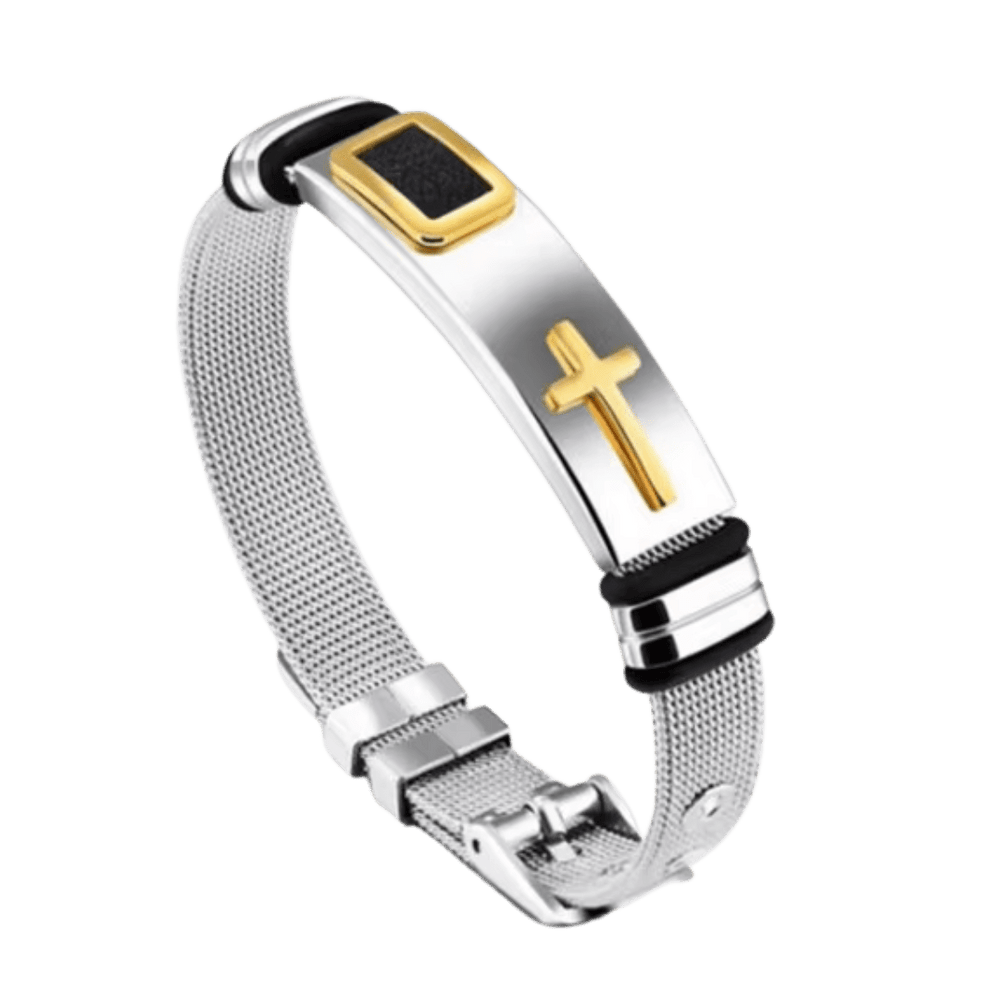 Modern Faith Stainless Steel Crucifix Bracelet – Adjustable, Unisex Design - JMJ Catholic Productsvariant