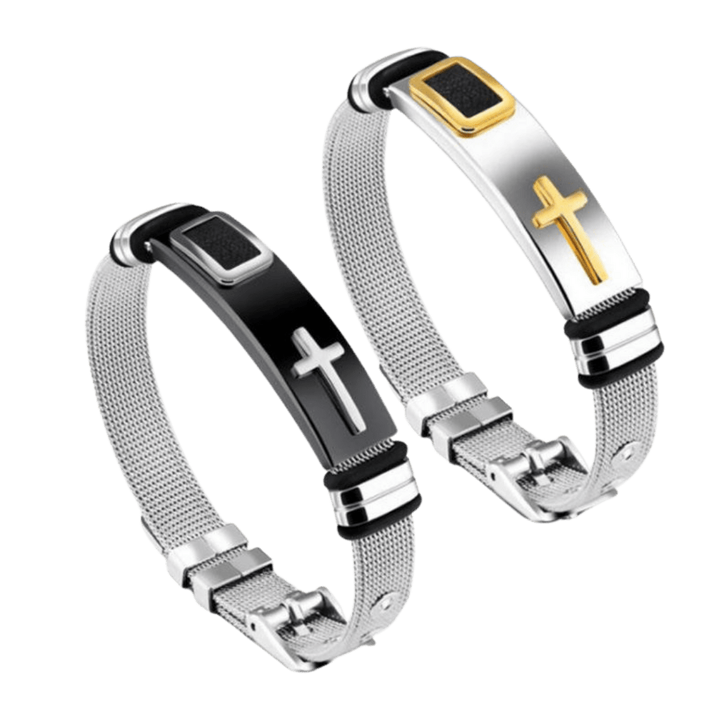 Modern Faith Stainless Steel Crucifix Bracelet – Adjustable, Unisex Design - JMJ Catholic Productsvariant