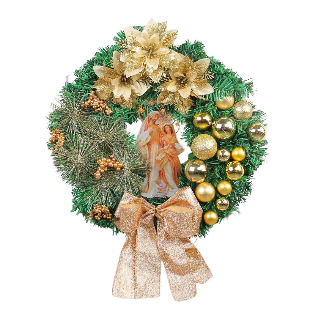 Nativity Christmas Wreath — Red or Gold - JMJ Catholic Productsvariant