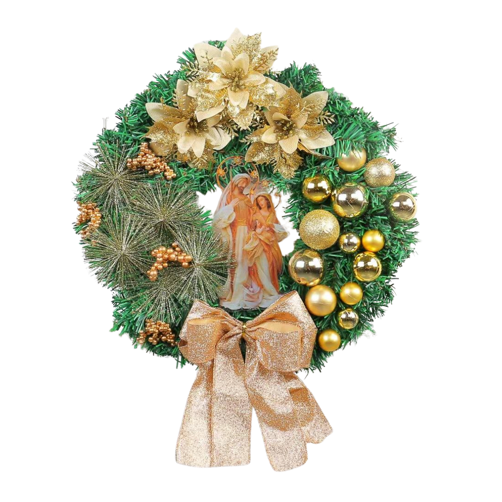 Nativity Christmas Wreath — Red or Gold - JMJ Catholic Productsvariant