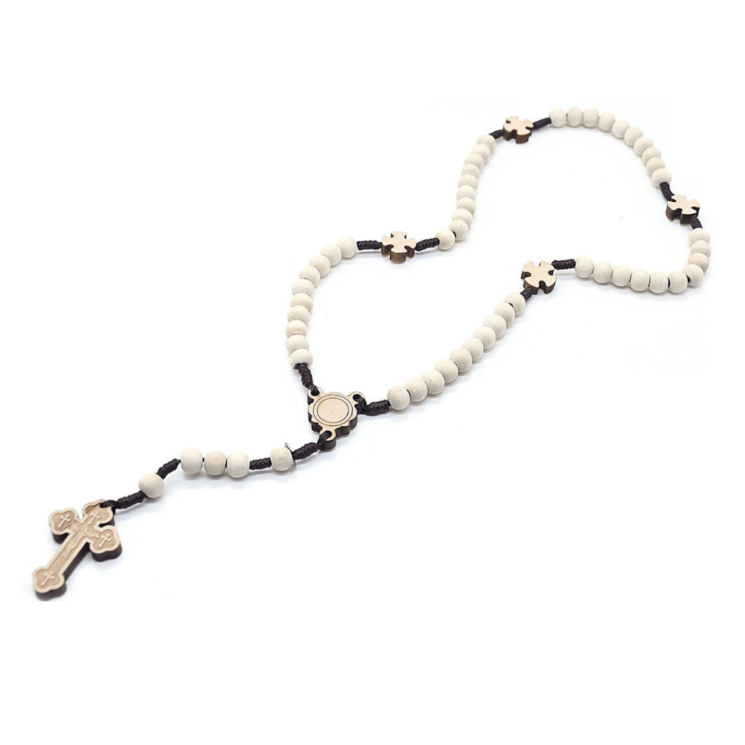 Natural Wooden Beaded Rosary with Crucifix Pendant - JMJ Catholic Productsvariant