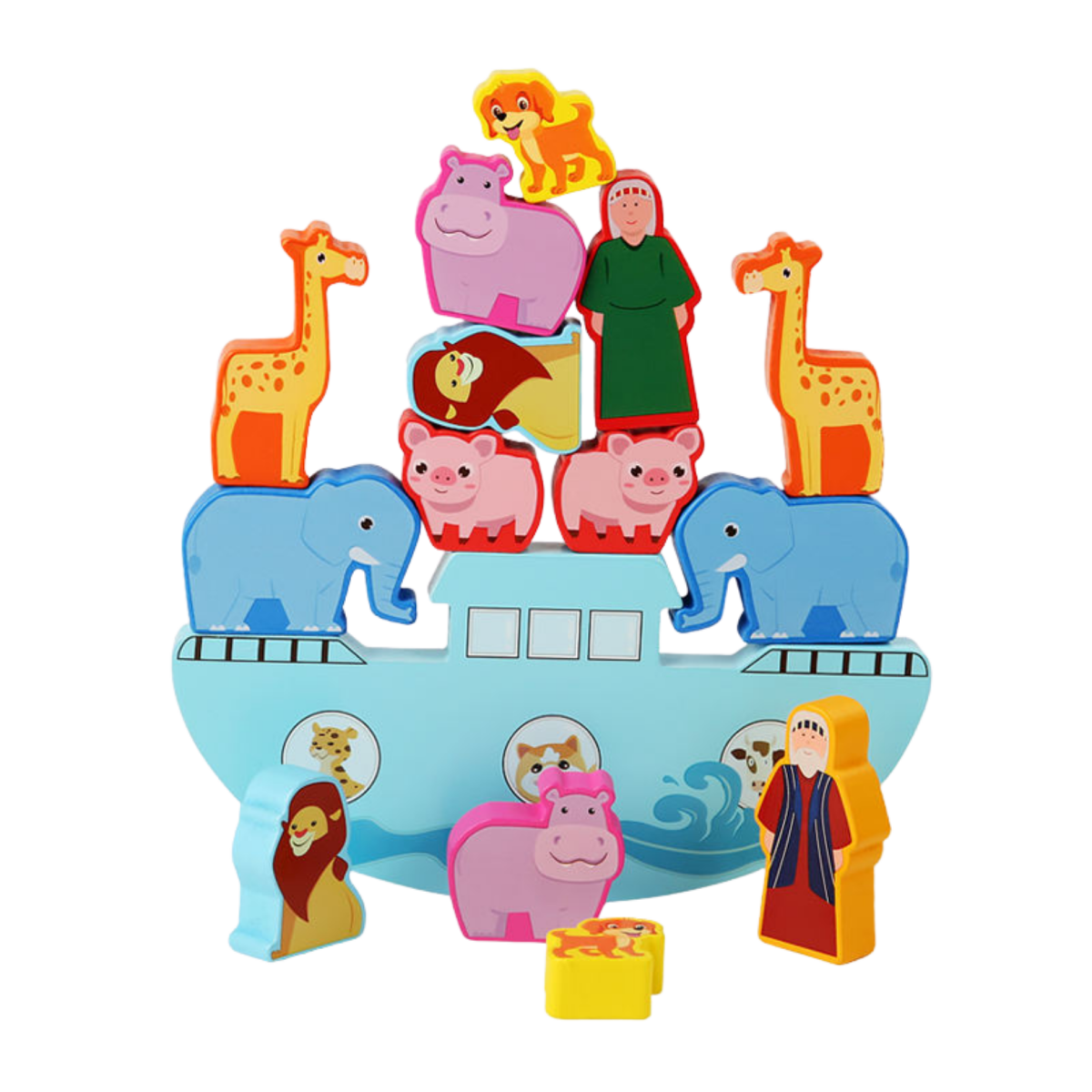 Noah's Ark Wooden Balancing Toy — a Colourful First Bible Story (15 Pieces) - JMJ Catholic Productsvariant