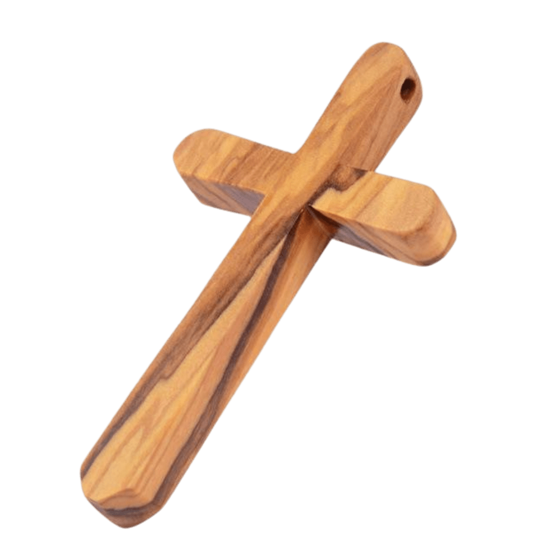 Olive Wood Crucifix Pendant Necklace — Natural Wood with Black Rope - JMJ Catholic Productsvariant