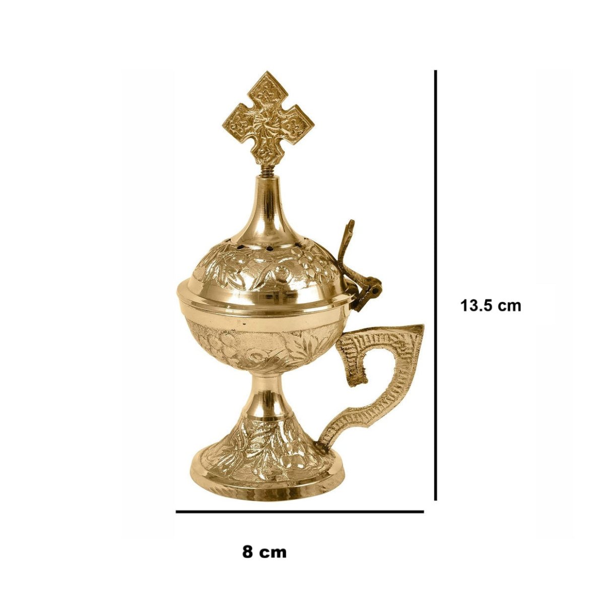 Ornate Brass Incense Burner — Hand-Crafted Devotional Censer - JMJ Catholic Productsvariant