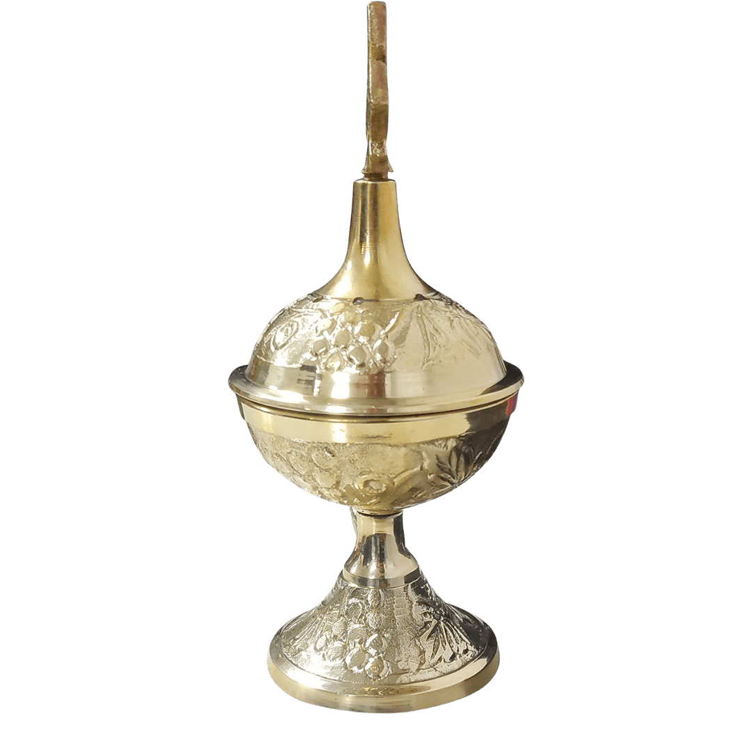 Ornate Brass Incense Burner — Hand-Crafted Devotional Censer - JMJ Catholic Productsvariant