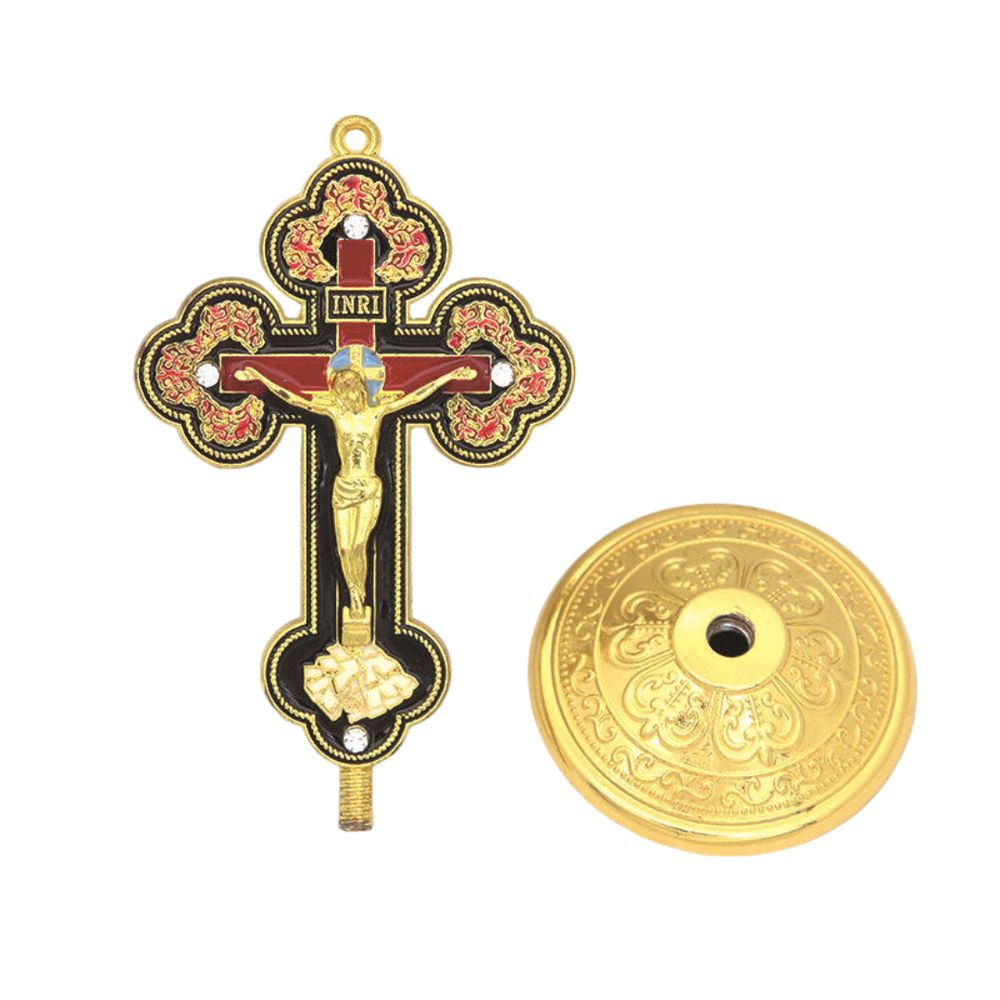 Ornate Standing Crucifix – White Stone - JMJ Catholic Productsvariant