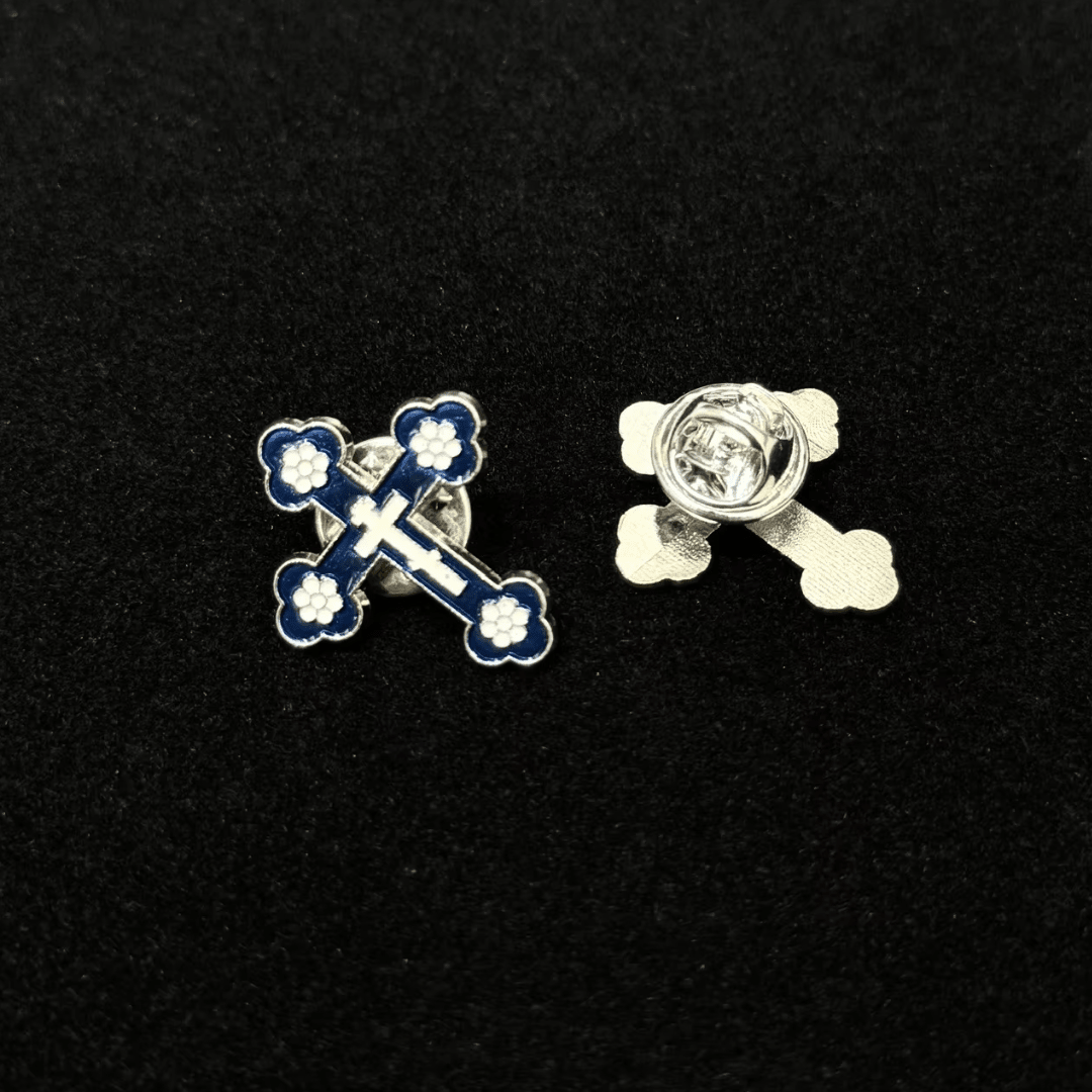 Orthodox Crucifix Brooch – Floral Enamel Design, Assorted Colours (9 Colours available) - JMJ Catholic Productsvariant
