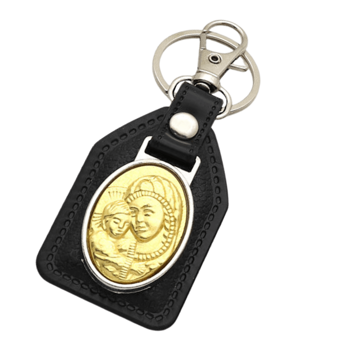 Our Lady and Child Catholic Leatherette Keyring (2 Colours Available)