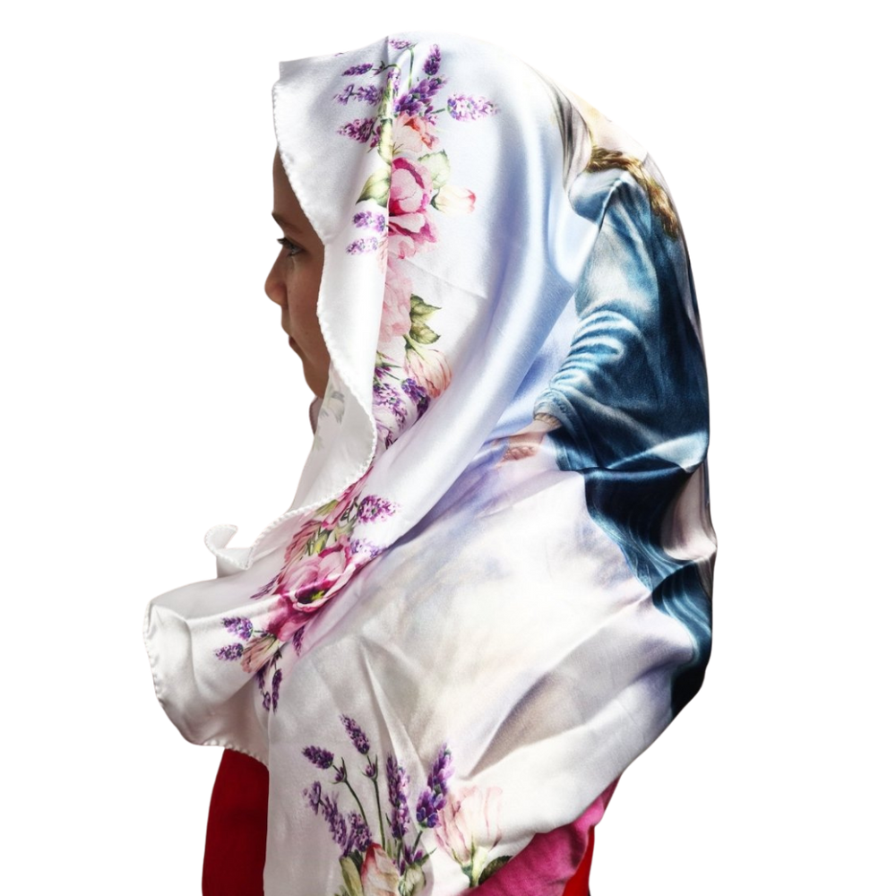 Our Lady of Grace Scarf — Satin Style, a Meaningful Gift - JMJ Catholic Productsvariant