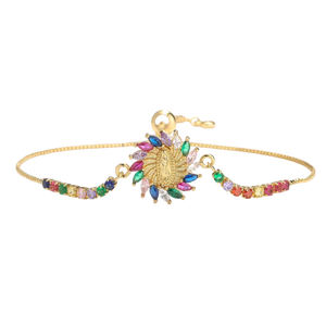 Our Lady of Guadalupe sunburst bracelet with gold plated charm