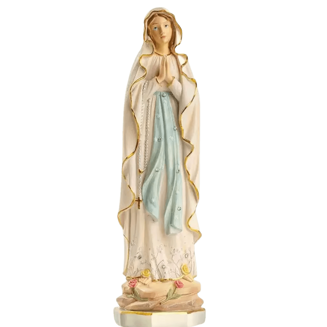Our Lady of Lourdes Resin Statue — with Sparkling Diamantes - JMJ Catholic Productsvariant