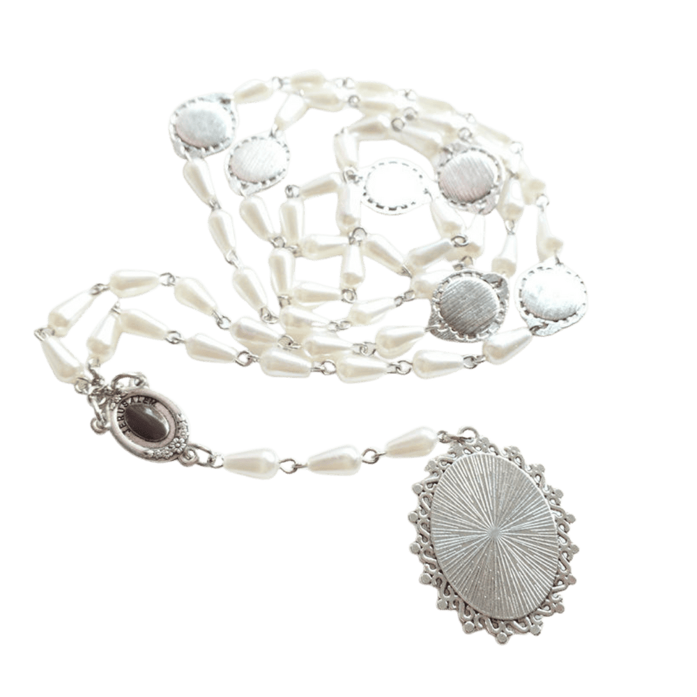 Our Lady White Rosary with Teardrop Beads – First Communion & Baptism Gift - JMJ Catholic Productsvariant