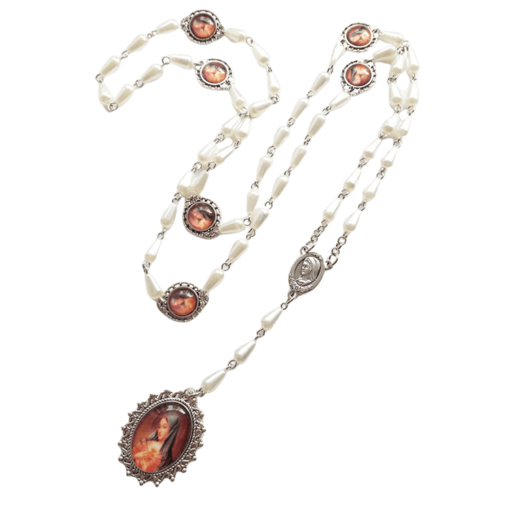 Our Lady White Rosary with Teardrop Beads – First Communion & Baptism Gift - JMJ Catholic Productsvariant