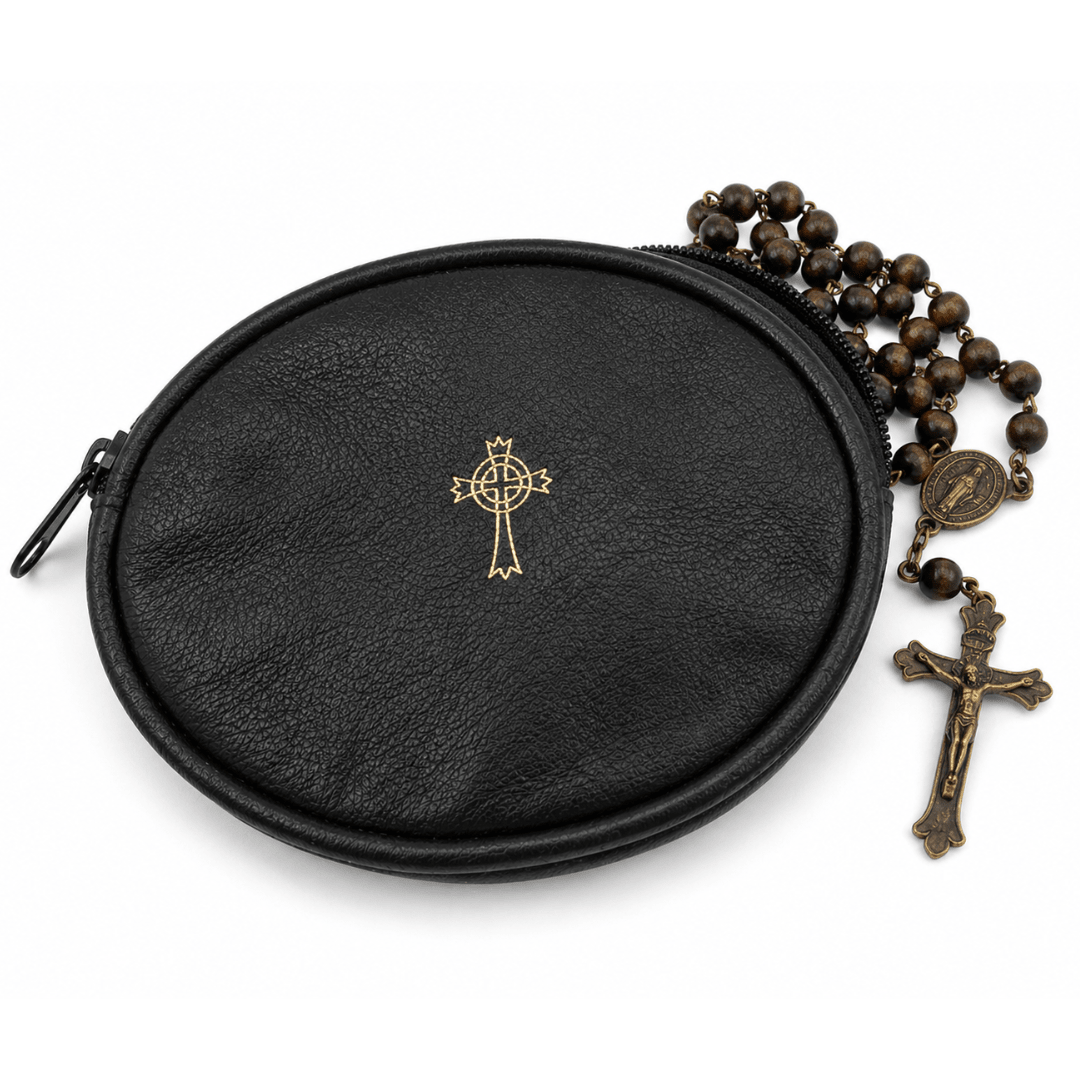 Oval Rosary Case — Soft Sheepskin Leather (2 Colours) - JMJ Catholic Productsvariant