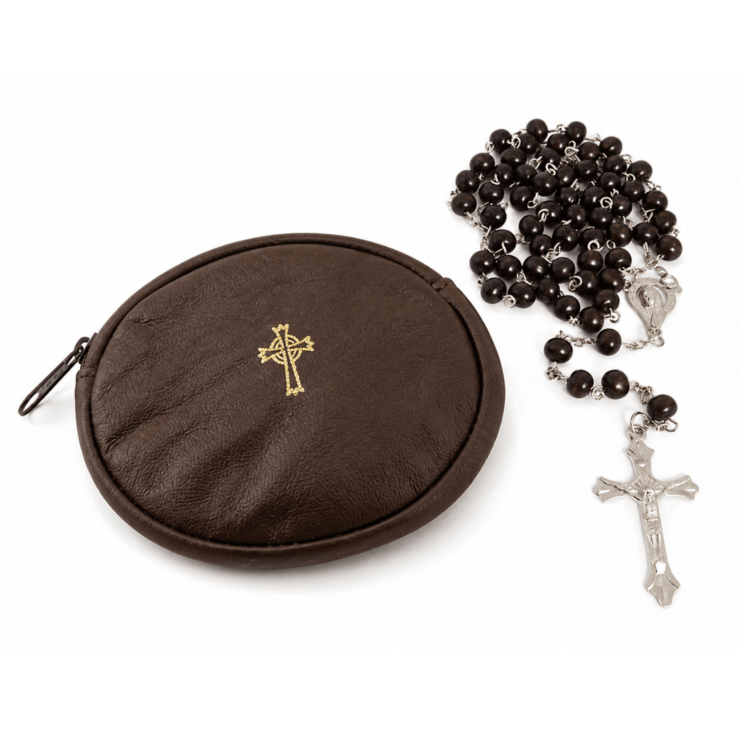 Oval Rosary Case — Soft Sheepskin Leather (2 Colours) - JMJ Catholic Productsvariant