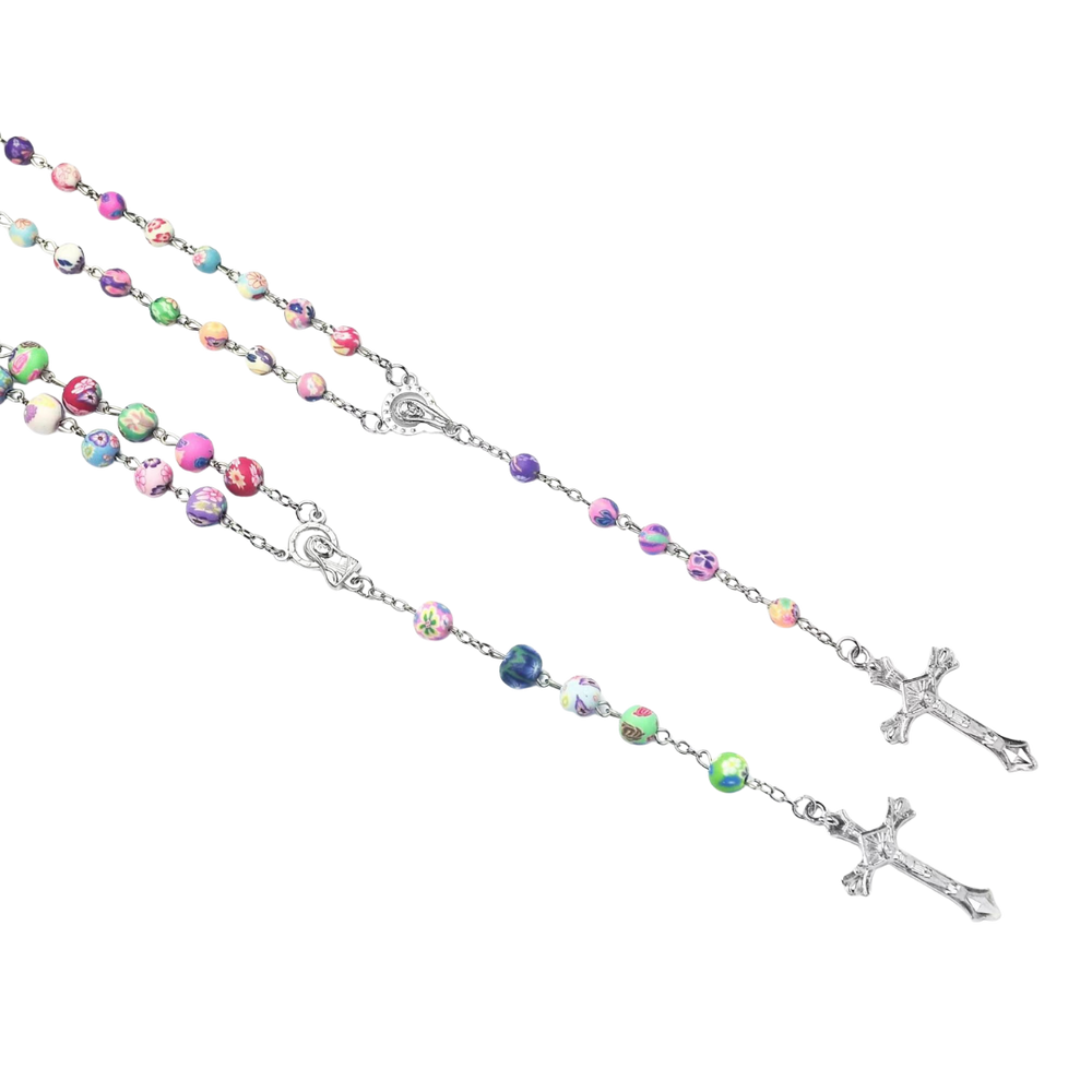 Pastel Multi-coloured Polymer Clay Beads Rosary - JMJ Catholic Productsvariant