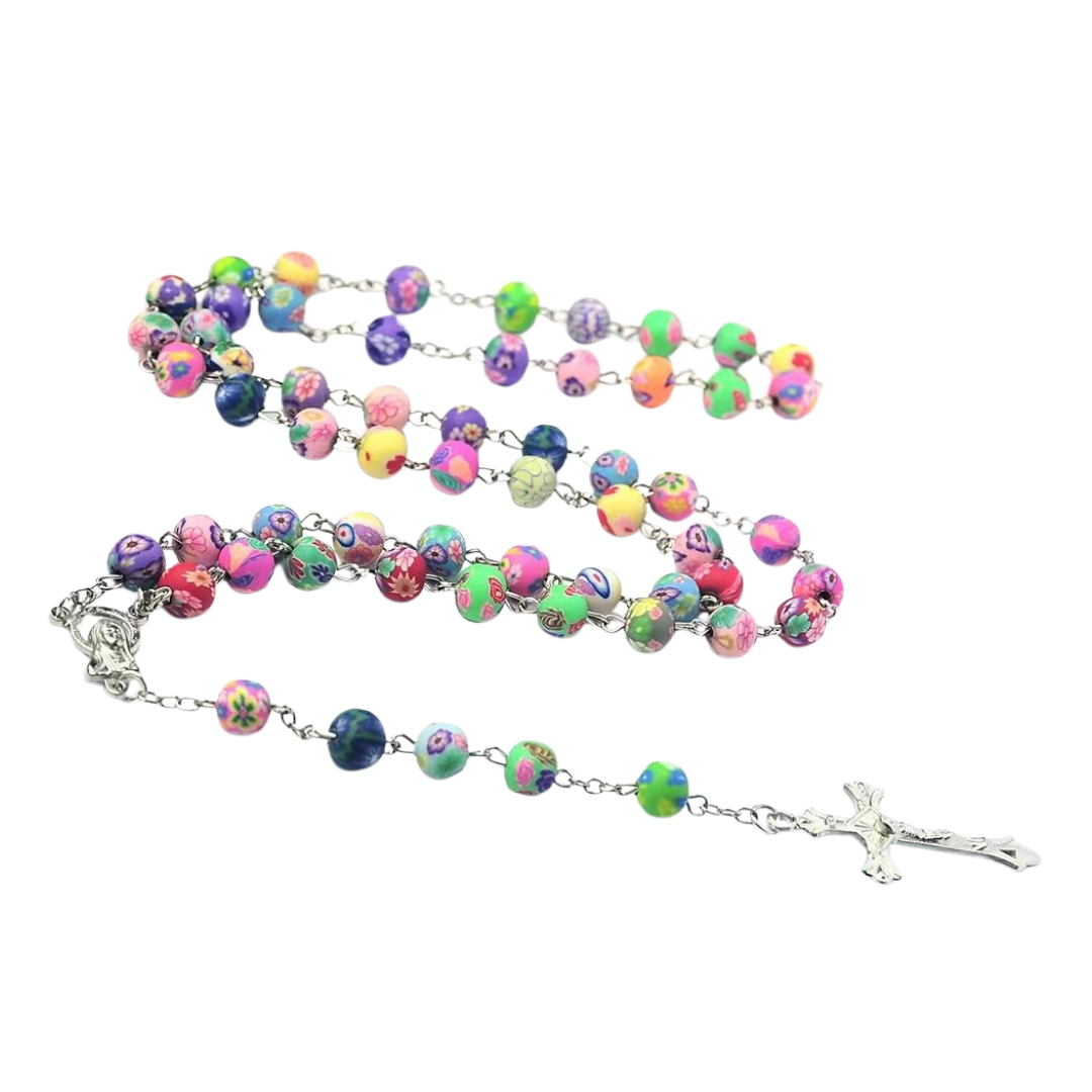 Pastel Multi-coloured Polymer Clay Beads Rosary - JMJ Catholic Productsvariant