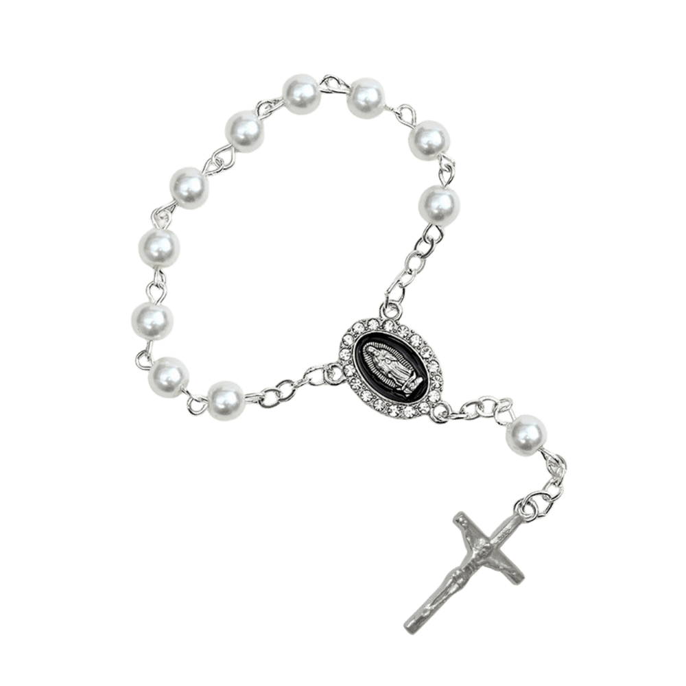 Pearl Decade Rosary Bracelet with Virgin Mary Medal - JMJ Catholic Productsvariant