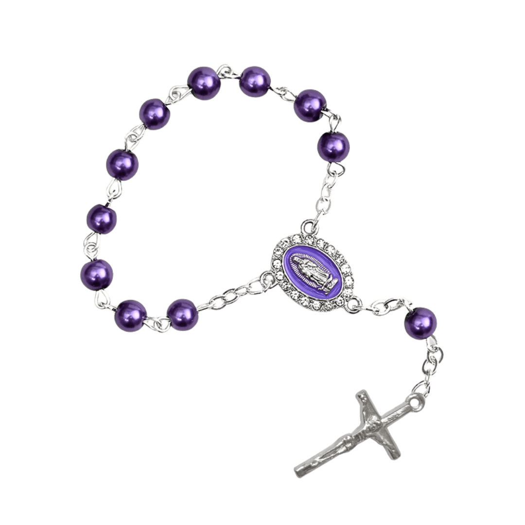 Pearl Decade Rosary Bracelet with Virgin Mary Medal - JMJ Catholic Productsvariant