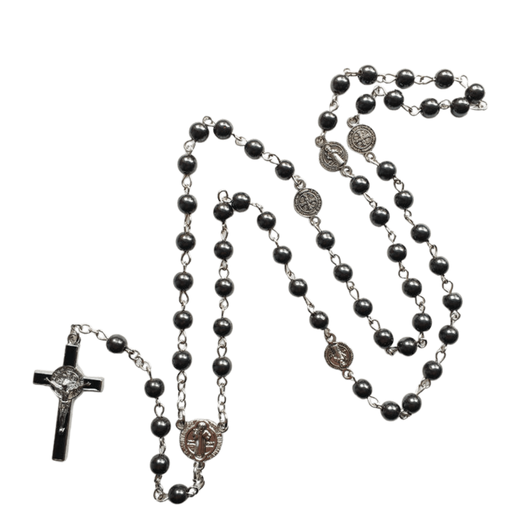 Polished Genuine Hematite Stone Rosary