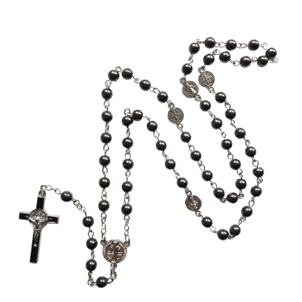 Polished Genuine Hematite Stone Rosary - JMJ Catholic Productsvariant