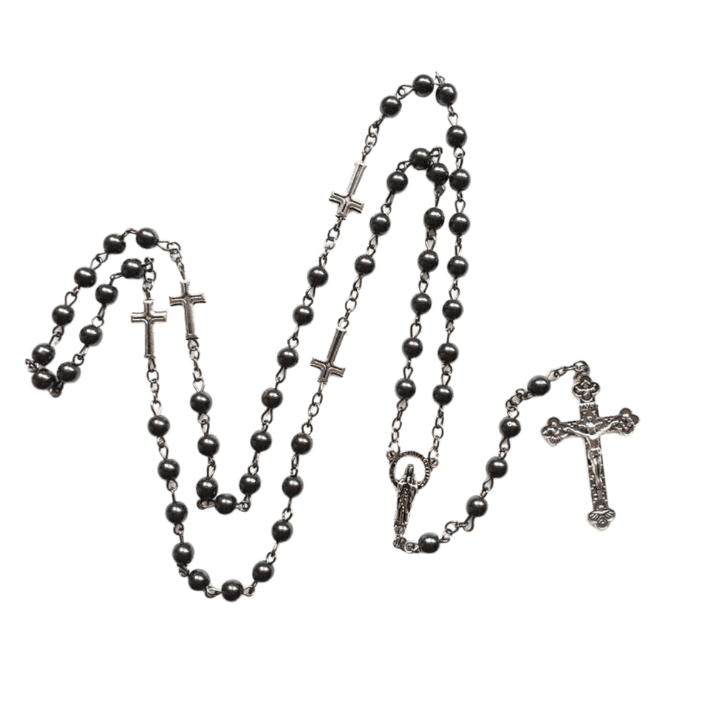 Polished Genuine Hematite Stone Rosary - JMJ Catholic Productsvariant