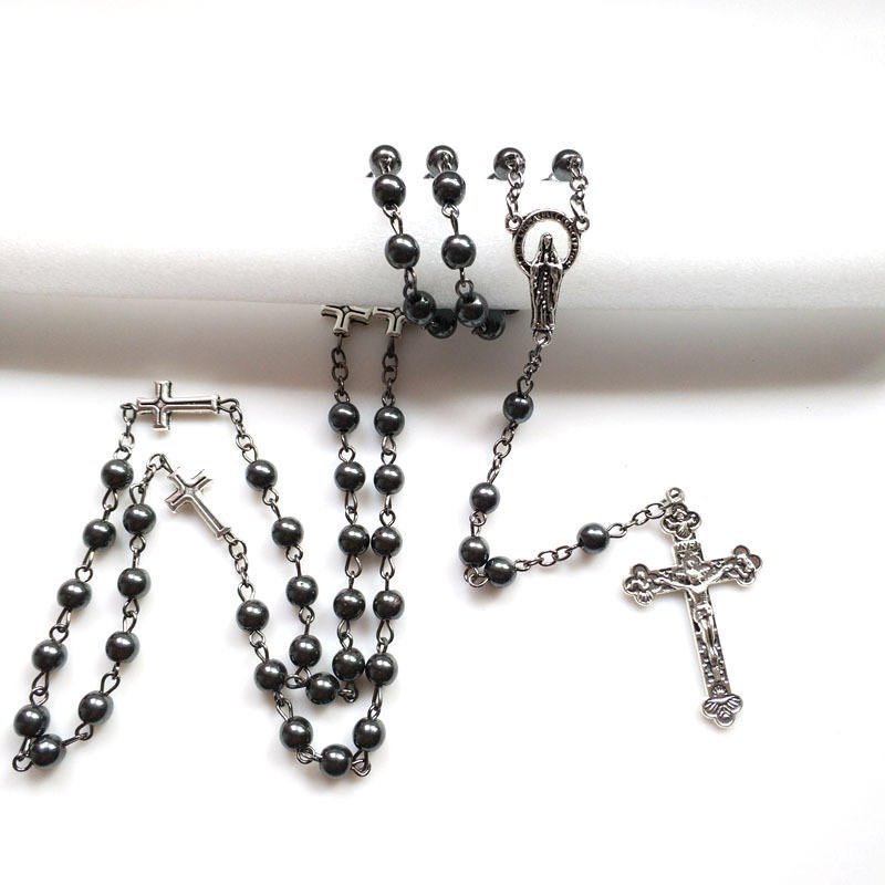 Polished Genuine Hematite Stone Rosary - JMJ Catholic Productsvariant