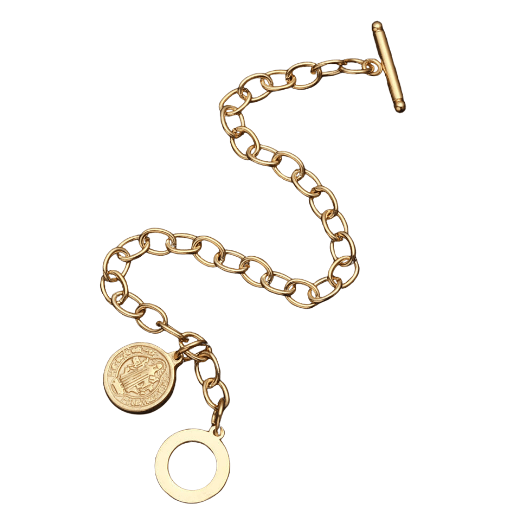 Protection St. Benedict Medal Chain Bracelet – Gold plated, Stainless Steel - JMJ Catholic Productsvariant