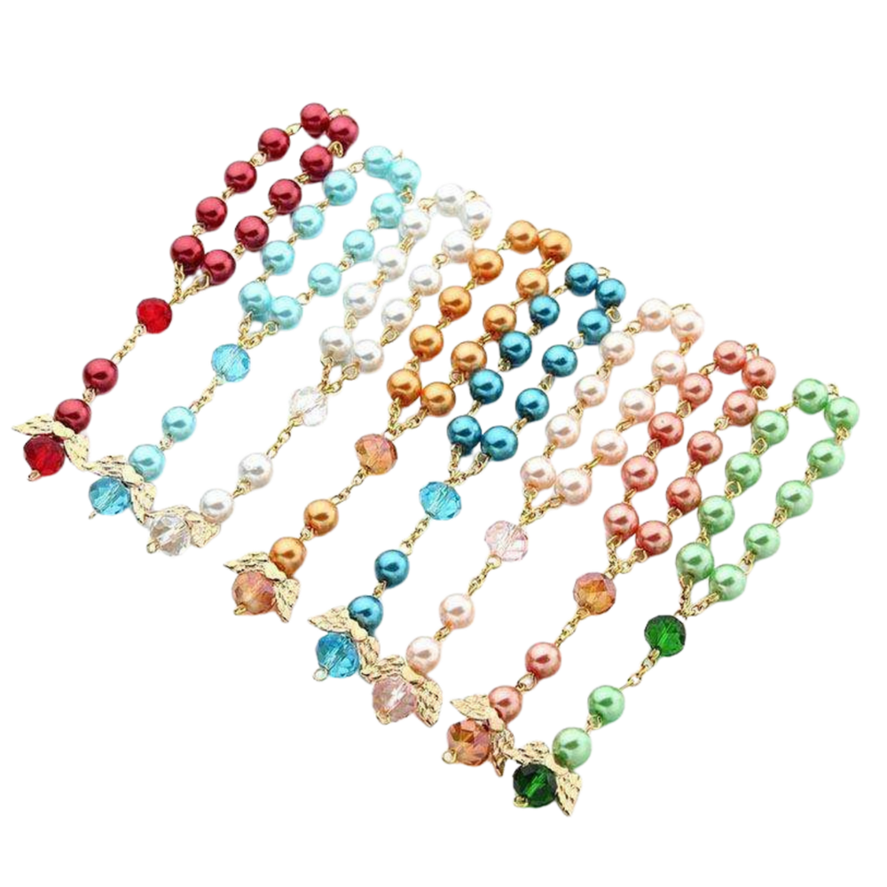 Radiant 14K Gold Plated & Crystal Angel Decade Rosary - 8 Colours Available - JMJ Catholic Productsvariant