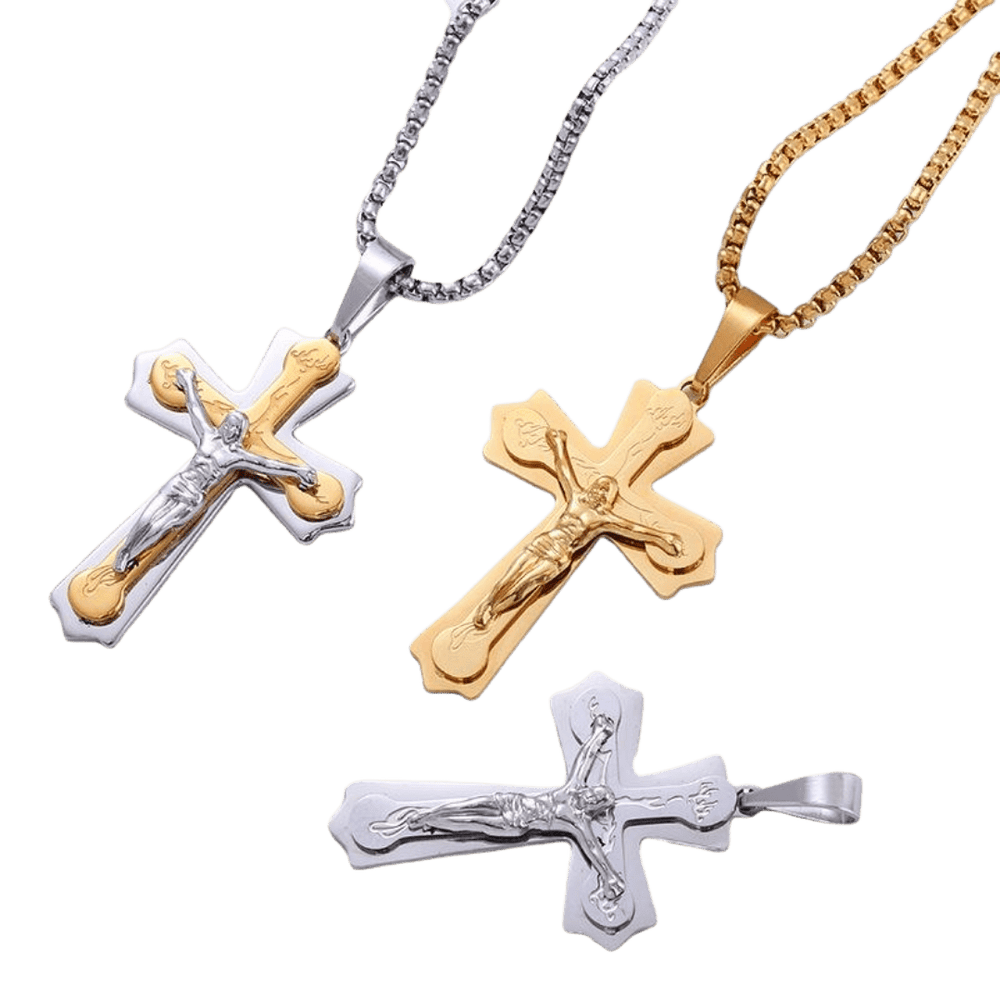 Radiant Crucifix Pendant Necklace — 18K Gold, Silver & Dual-Tone Plated - JMJ Catholic Productsvariant