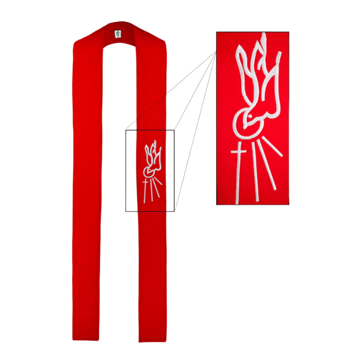 Red Descending Dove Confirmation Stole — Embroidered Symbol - JMJ Catholic Productsvariant