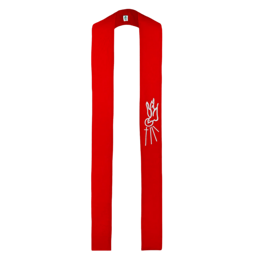 Red Descending Dove Confirmation Stole — Embroidered Symbol - JMJ Catholic Productsvariant