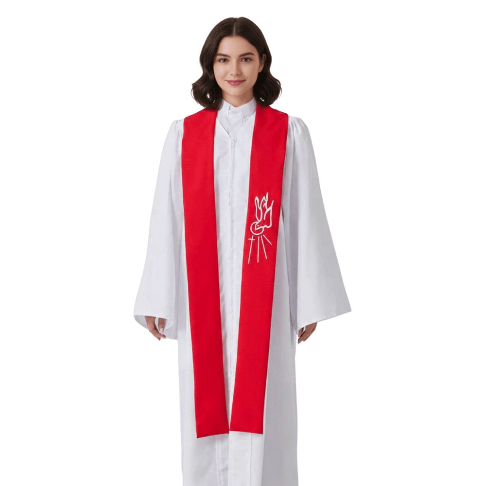 Red Descending Dove Confirmation Stole — Embroidered Symbol - JMJ Catholic Productsvariant