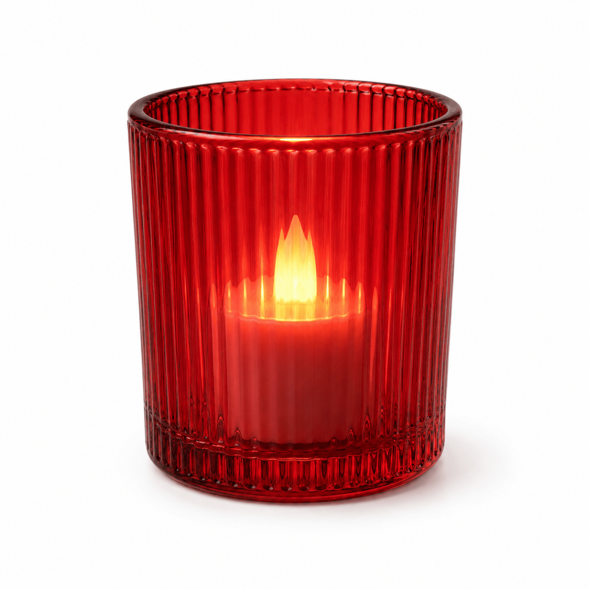 Red Glass Flameless LED Votive Candles — Realistic Warm Glow (Pack of 6) - JMJ Catholic Productsvariant