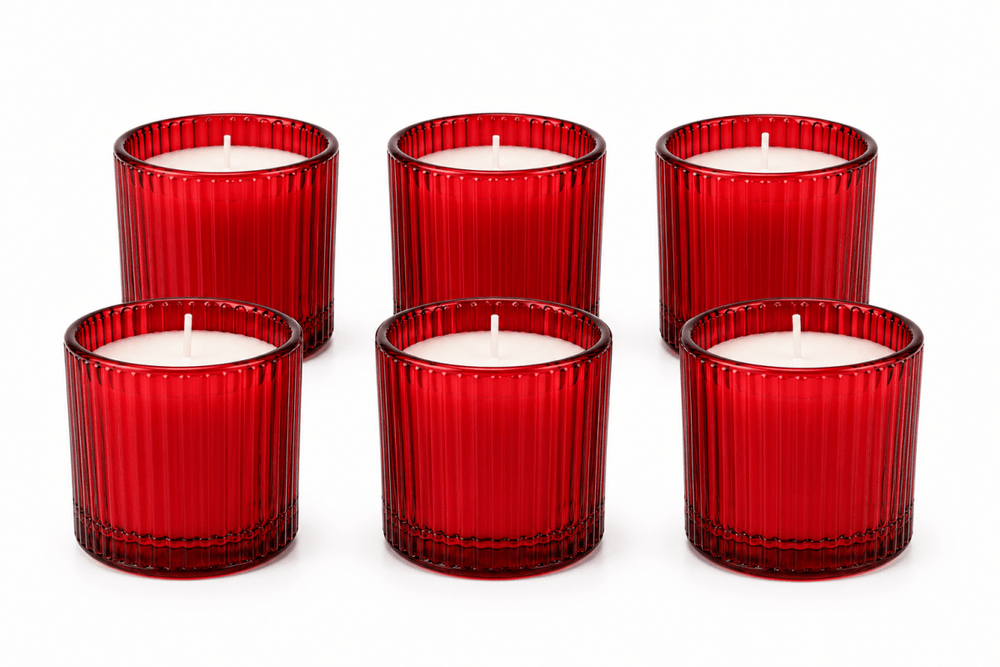 Red Glass Votive Candles — Real Wax, for Prayer & Petition (Pack of 6) - JMJ Catholic Productsvariant