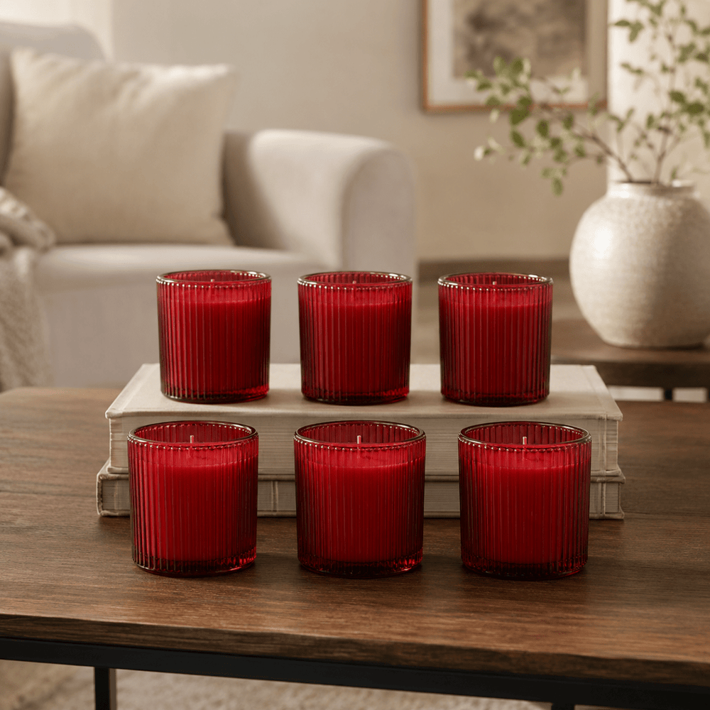 Red Glass Votive Candles — Real Wax, for Prayer & Petition (Pack of 6) - JMJ Catholic Productsvariant