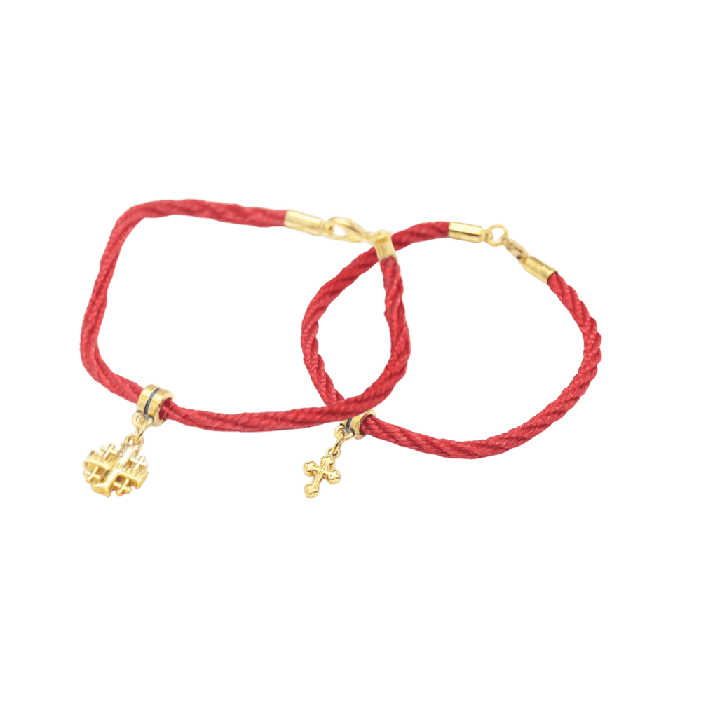 Red Rope Bracelet with Gold Plated Crucifix – 2 Designs - JMJ Catholic Productsvariant